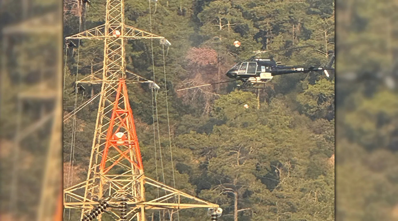 Marmaris'te Yüksek gerilim hatlarına helikopterli bakım