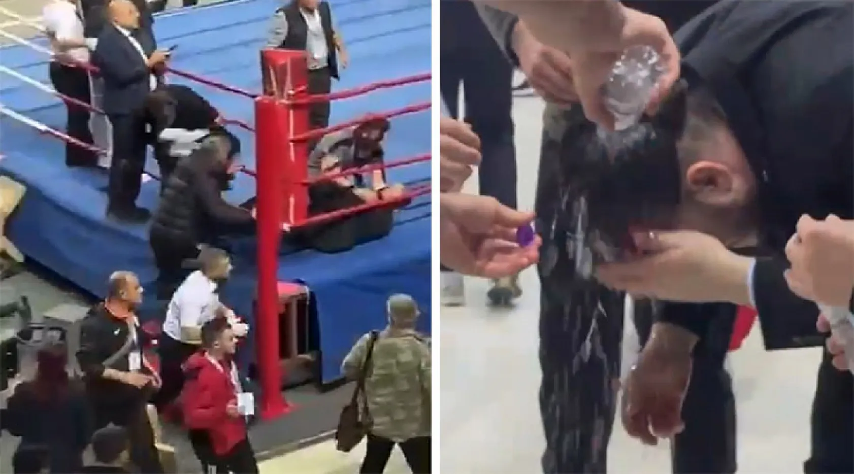 Kick boks maçında kavga ring dışına taştı: 1'i hakem 2 yaralı