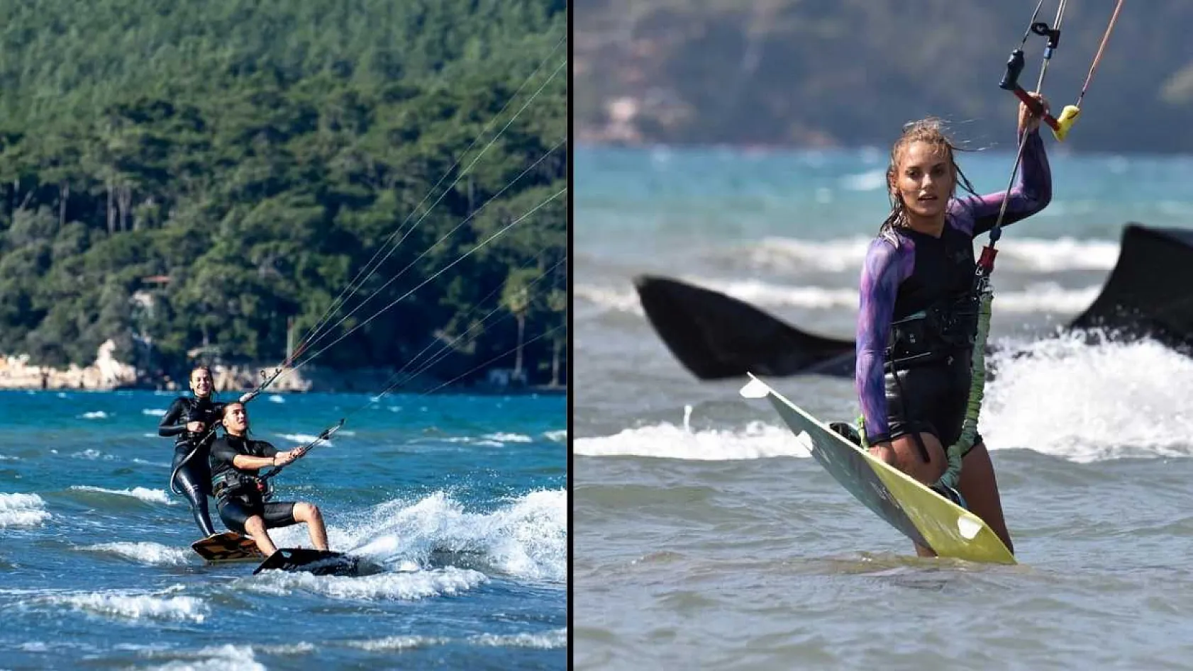 Oyuncu Deniz'den Akyaka'ya övgü: 'Uçurtma sörfü için mükemmel bir yer'