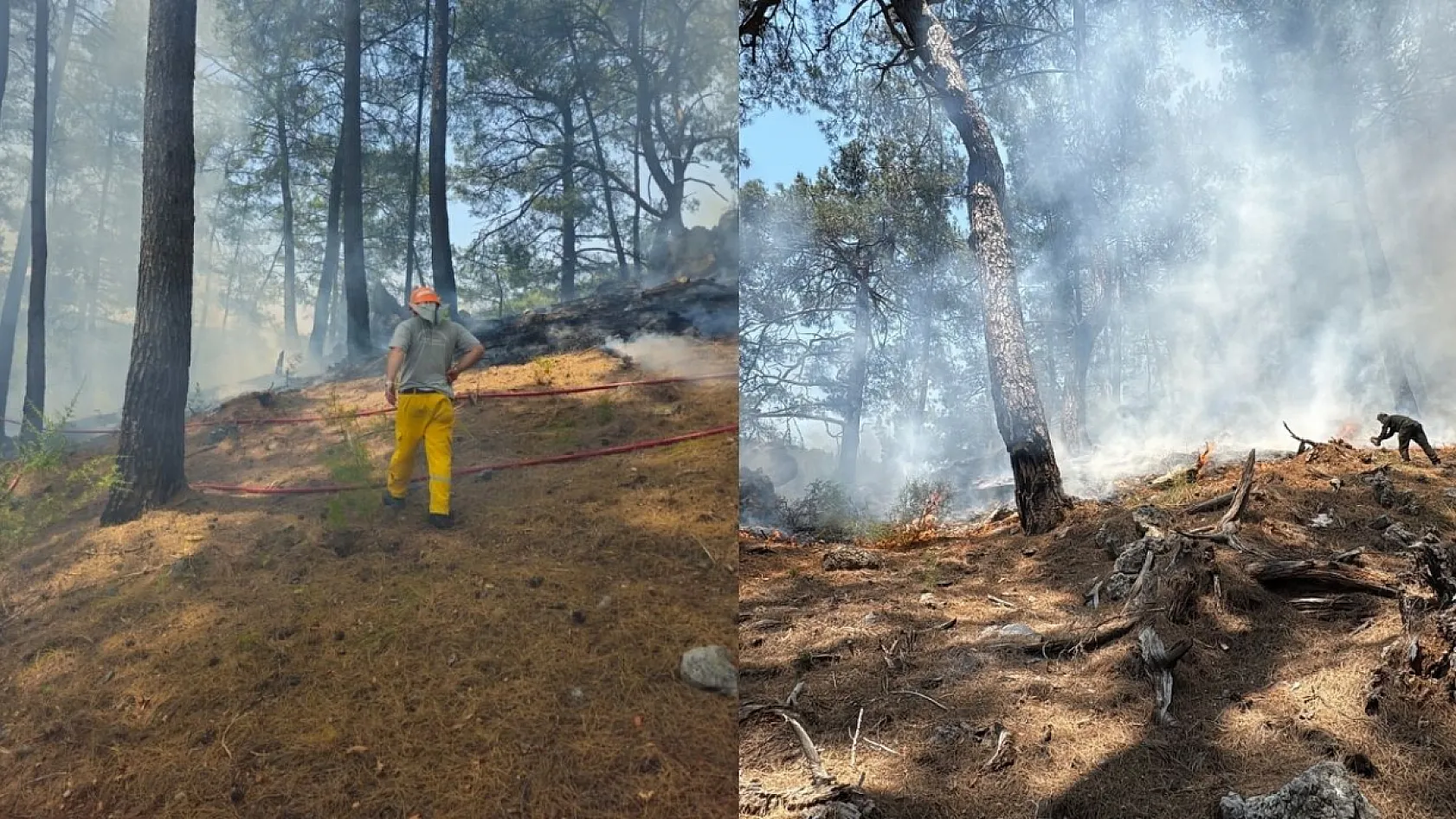 Fethiye'de seyir halindeki araçta çıkan yangın, ormanlık alana sıçradı