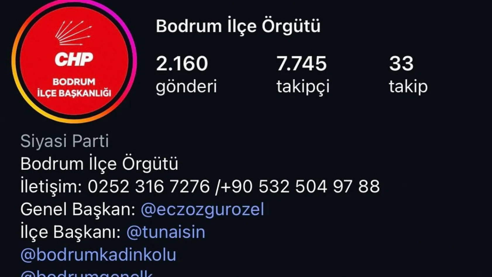 CHP Muğla Örgütü Sosyal Medya Hesaplarının  İsmini Değiştirdi