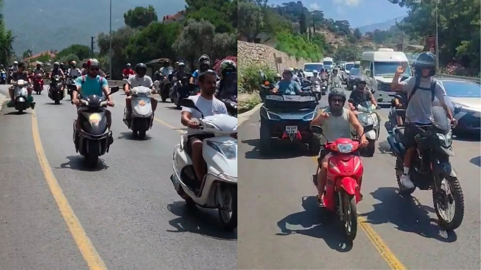 Yamaç paraşütü pilotlarından Fethiye–Ölüdeniz yolunda motosikletli eylem konvoyu