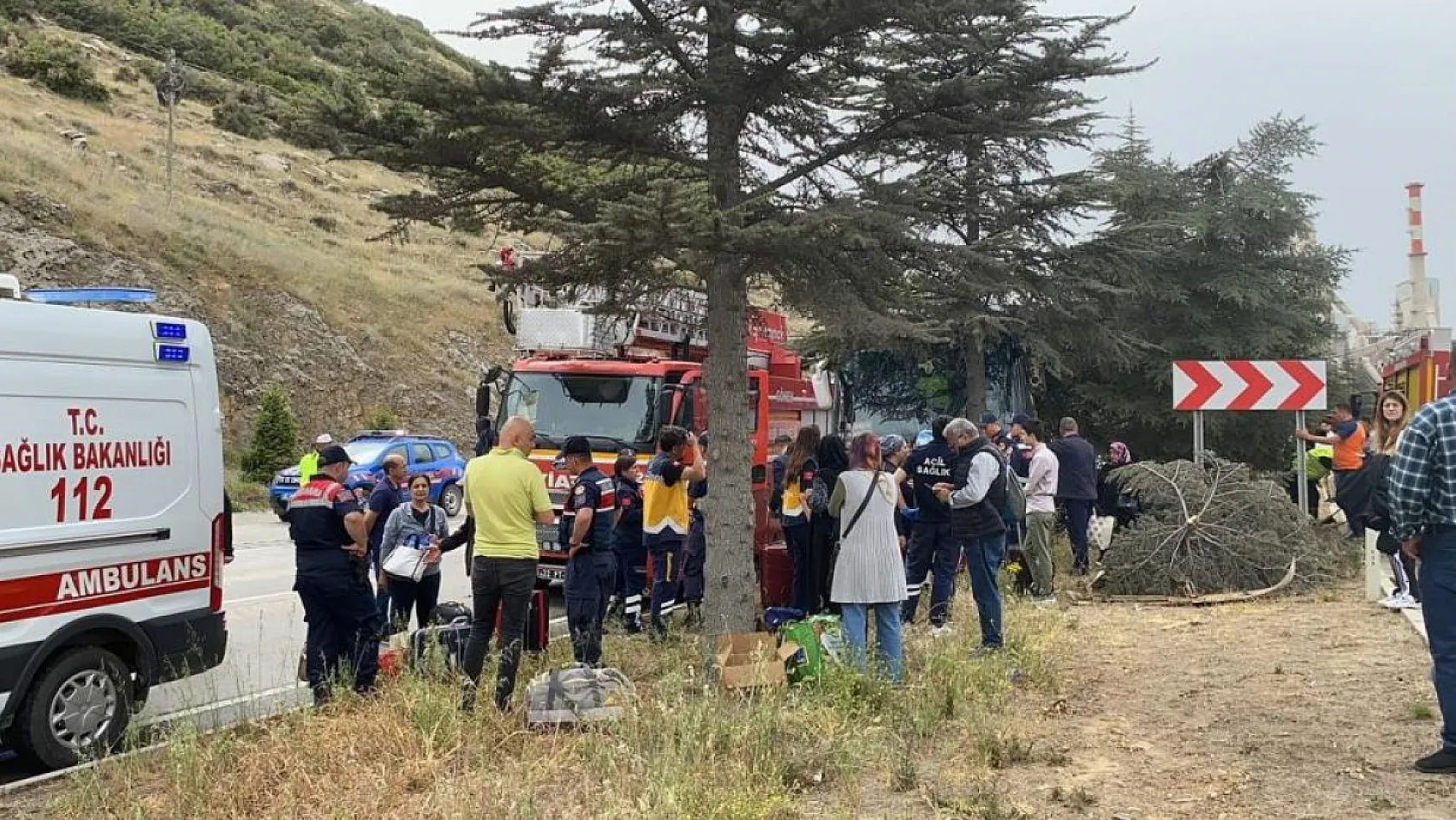 Kontrolden çıkan yolcu otobüsü ağaca çarptı: İlk belirlemelere göre 11 yaralı var