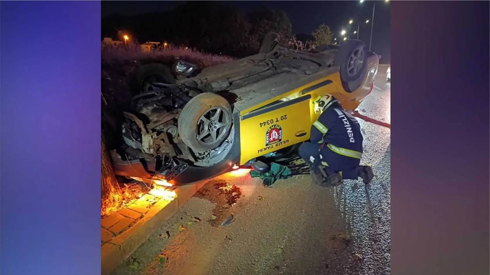 Ticari taksi ile otomobil çarpıştı 3 yaralı