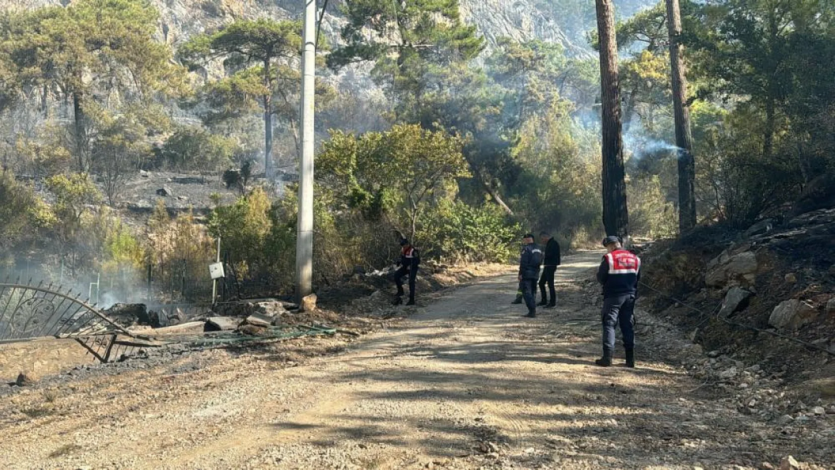 Asker ve itfaiye sahaya indi, yangının çıkış noktası ve sebebi araştırılıyor