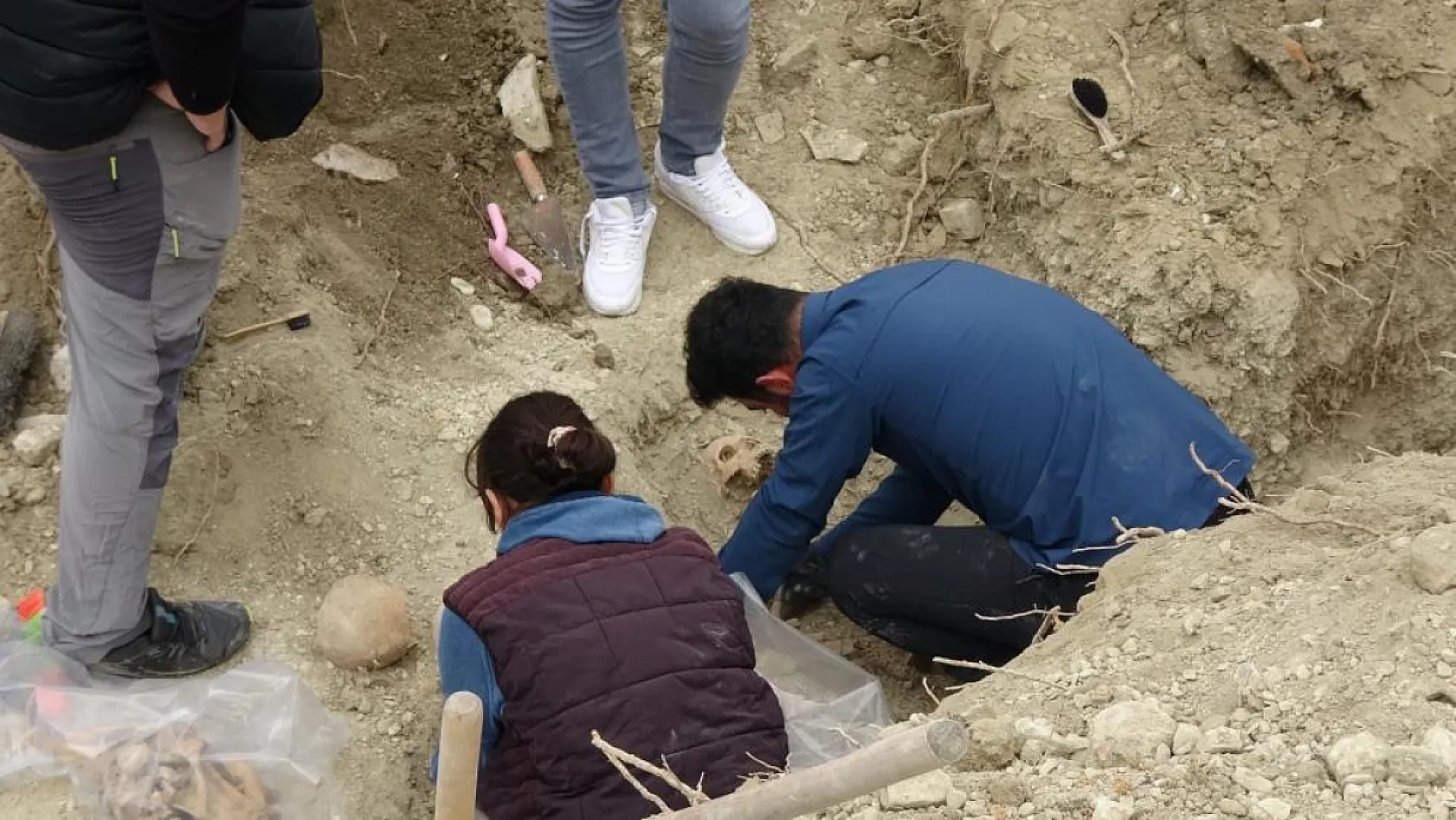 Öğretmenevi bahçesinden çıkan kemikler için antropologlar sahada çalışma başlattı