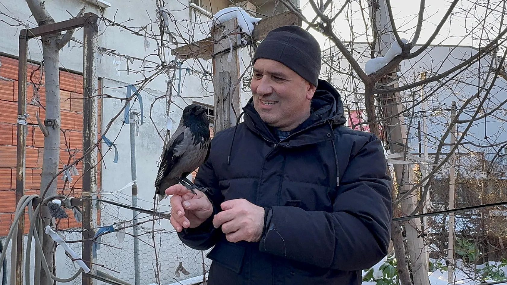 Karganın kar banyosu keyfi: 'Bir tek şampuanı eksik'