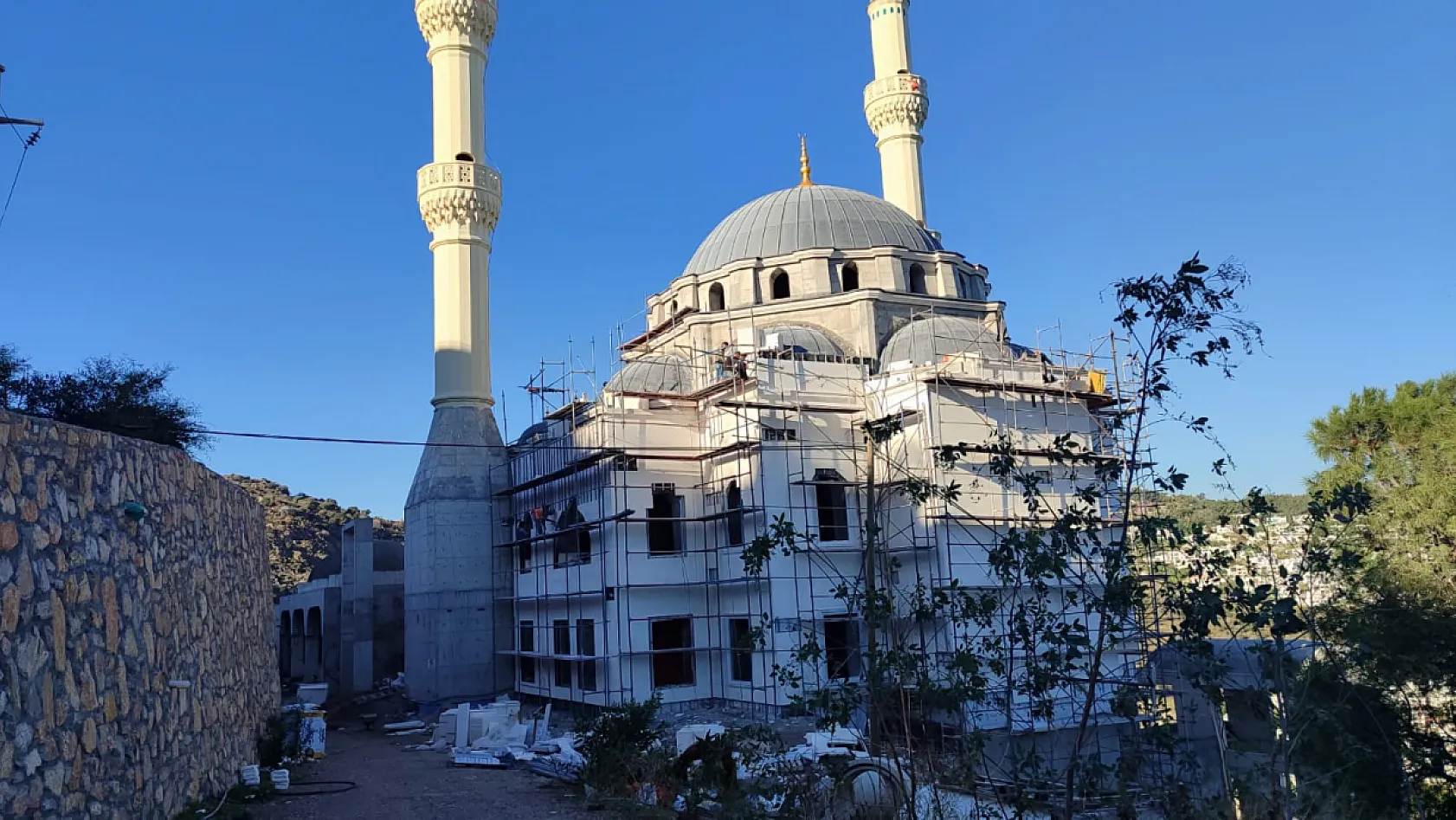 Bodrum Yahşi'deki cami inşaatında sona yaklaşılıyor