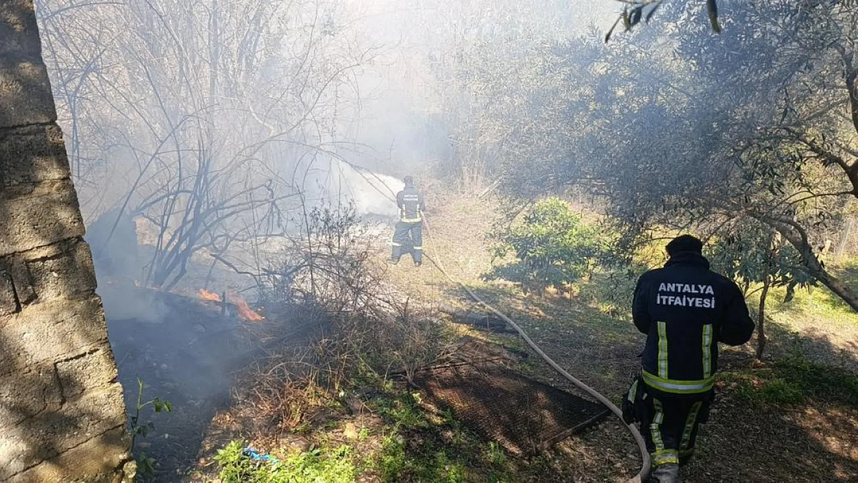 Ağaçlık alanda çıkan yangın, ekiplerin hızlı müdahalesiyle söndürüldü