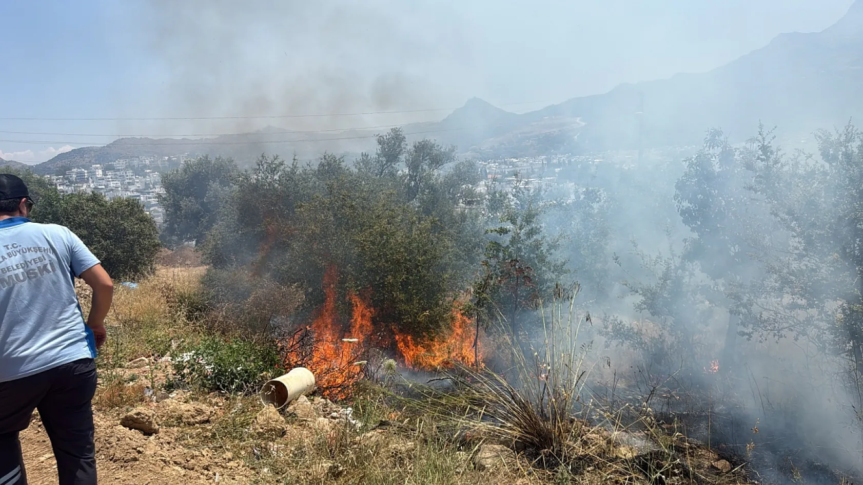 Bodrum'da çıkan yangın büyümeden söndürüldü