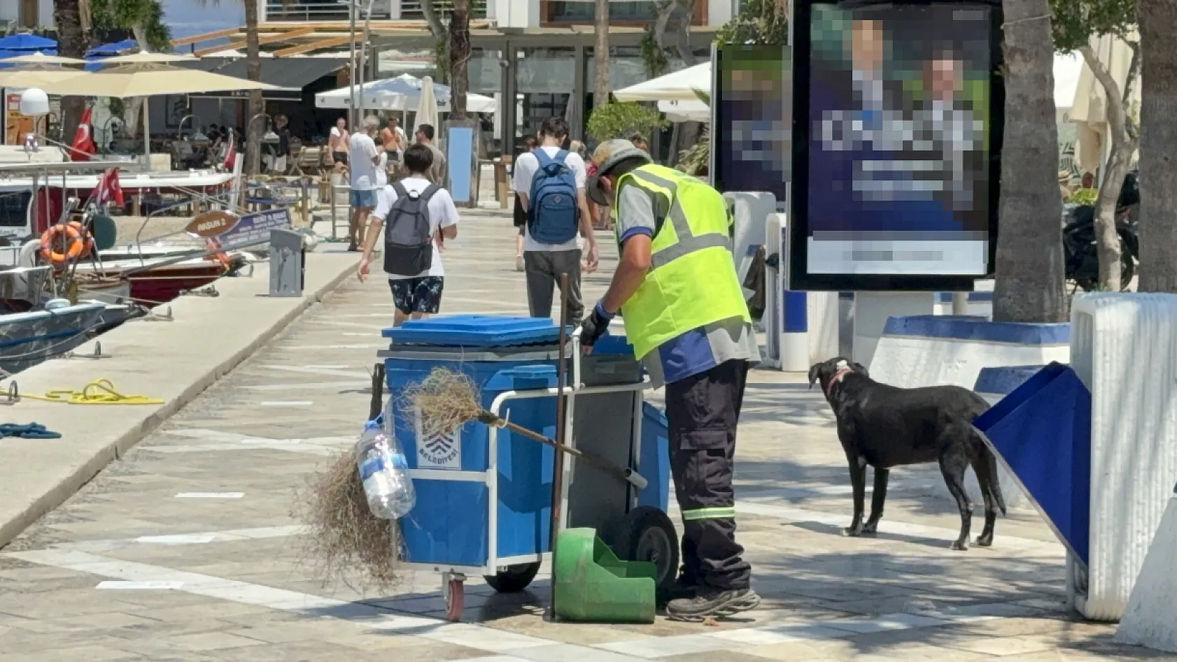 Bodrum sokaklarını müzikle temizliyor