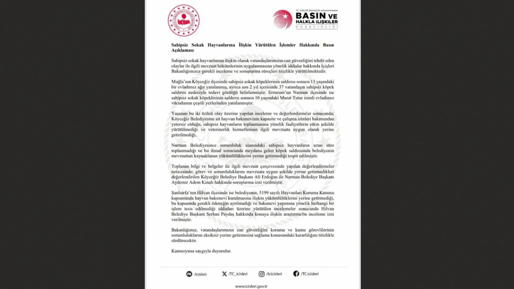 Köyceğiz Belediye Başkanı Ali Erdoğan hakkında soruşturma izni