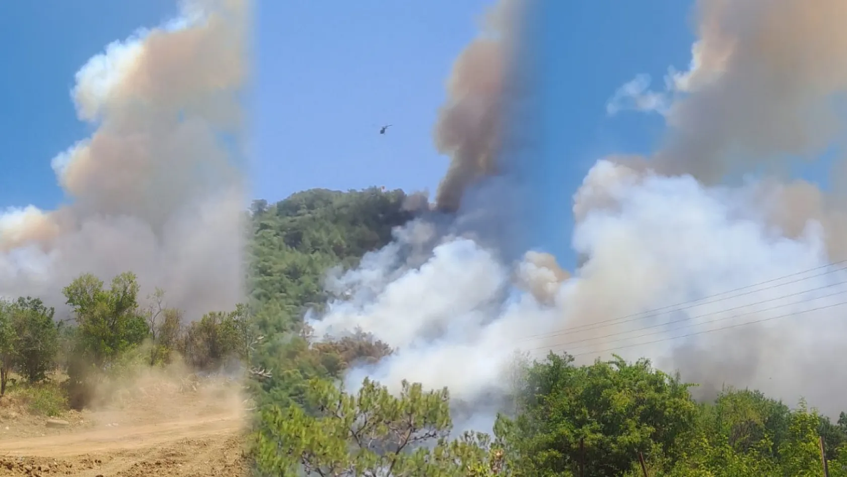 Fethiye Gökçeovacık'ta orman yangınına havadan ve karadan müdahale