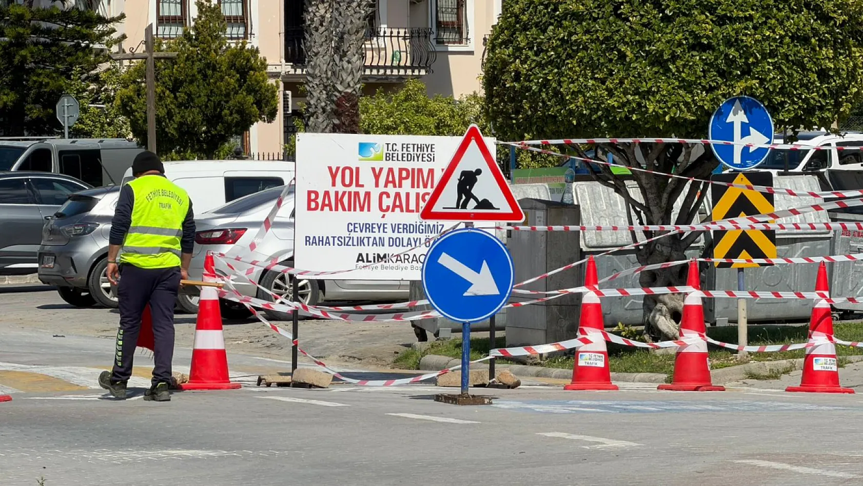 Fethiye Sahil Bandı'nda yol çalışması: Sürücüler Maliye Kavşağı'na yönlendiriliyor