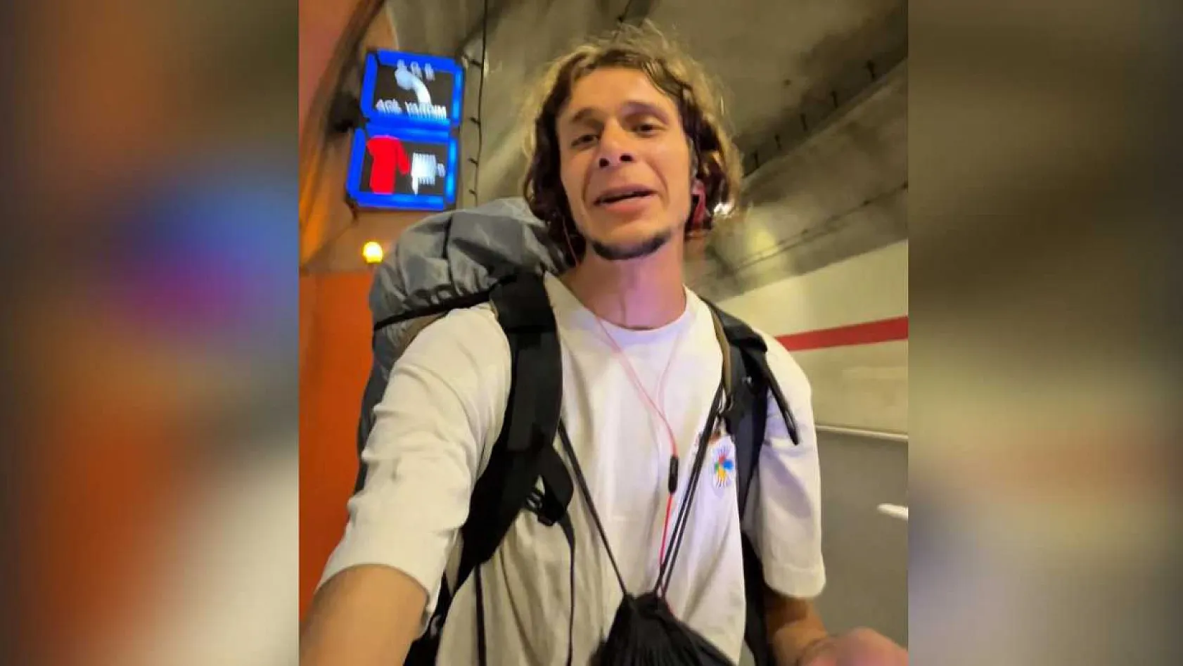 Muğla'dan yola çıkan 21 yaşındaki genç, Avrupa ve Türkiye'nin en uzun tünelini yaya olarak geçti