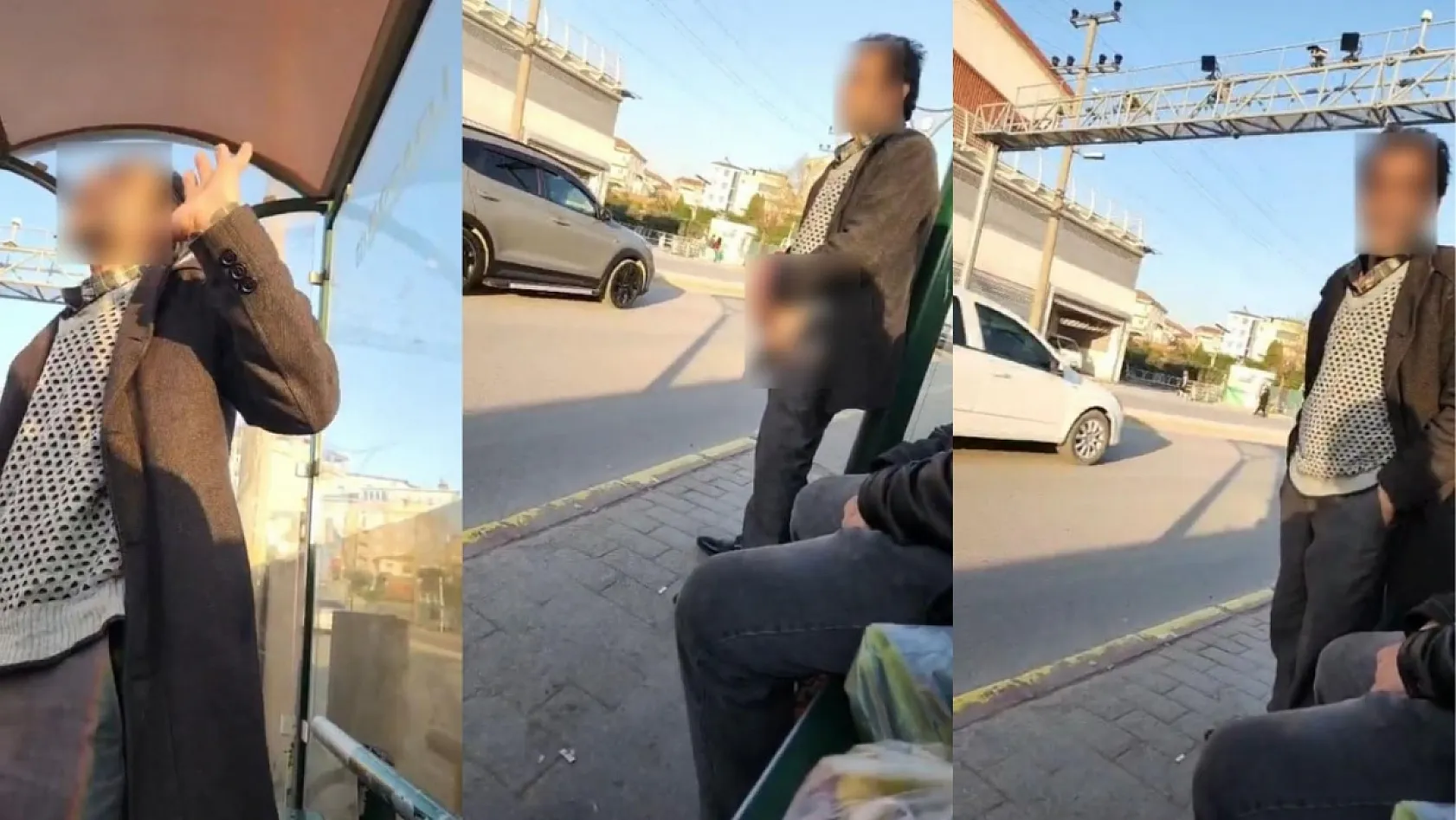 Genç kadın durakta tacizciyi saniye saniye kaydetti: 'Ben hovardayım, hovarda'