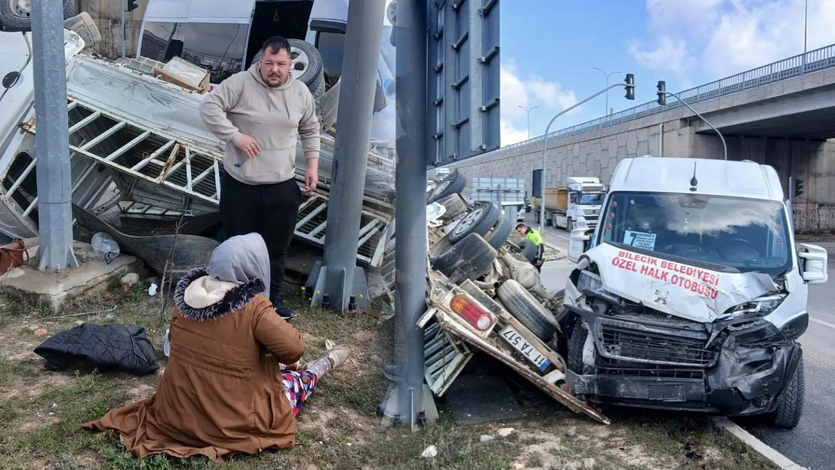 Hastane Kavşağında Feci Kaza: Kamyonet Takla Attı, 9 Kişi Yaralandı