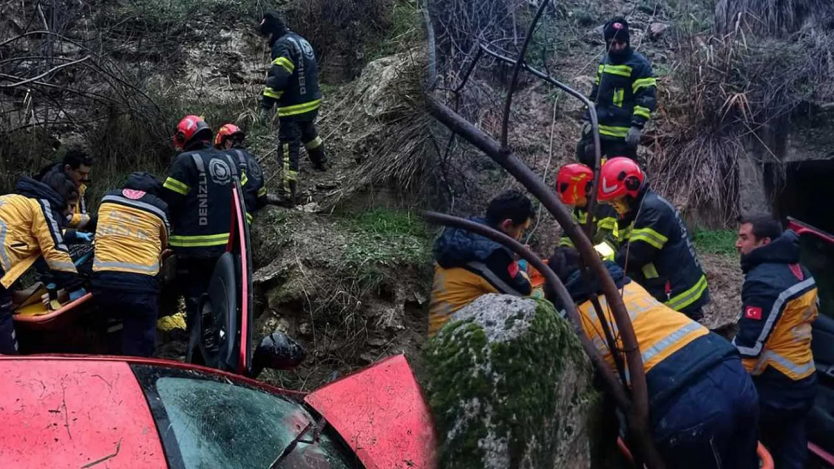 Otomobil uçuruma yuvarlandı: 2'si çocuk 5 yaralı