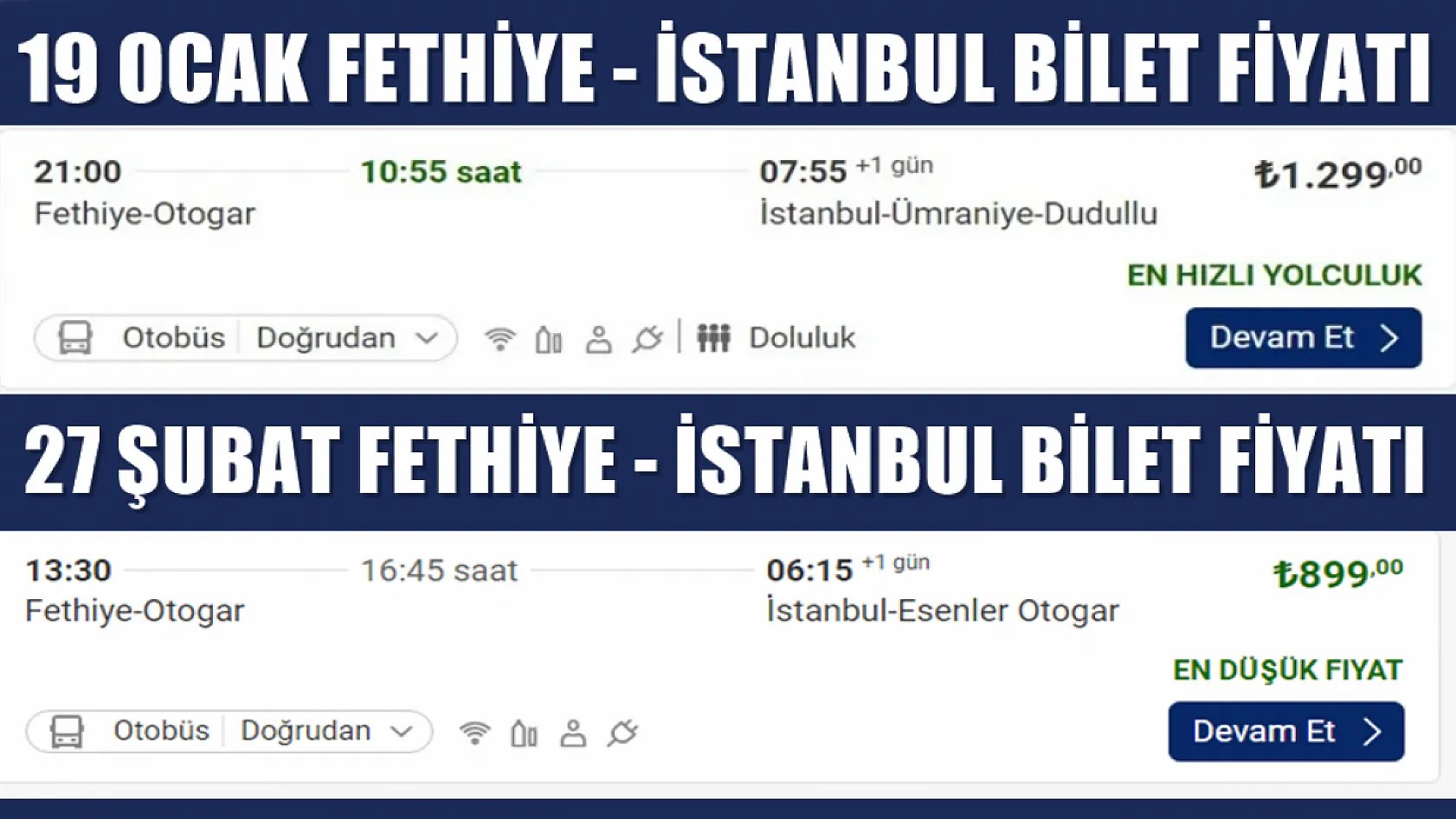 Fethiye-İstanbul otobüs fiyatına indirim geldi! 2024 indirimli otobüs bileti fiyatları…
