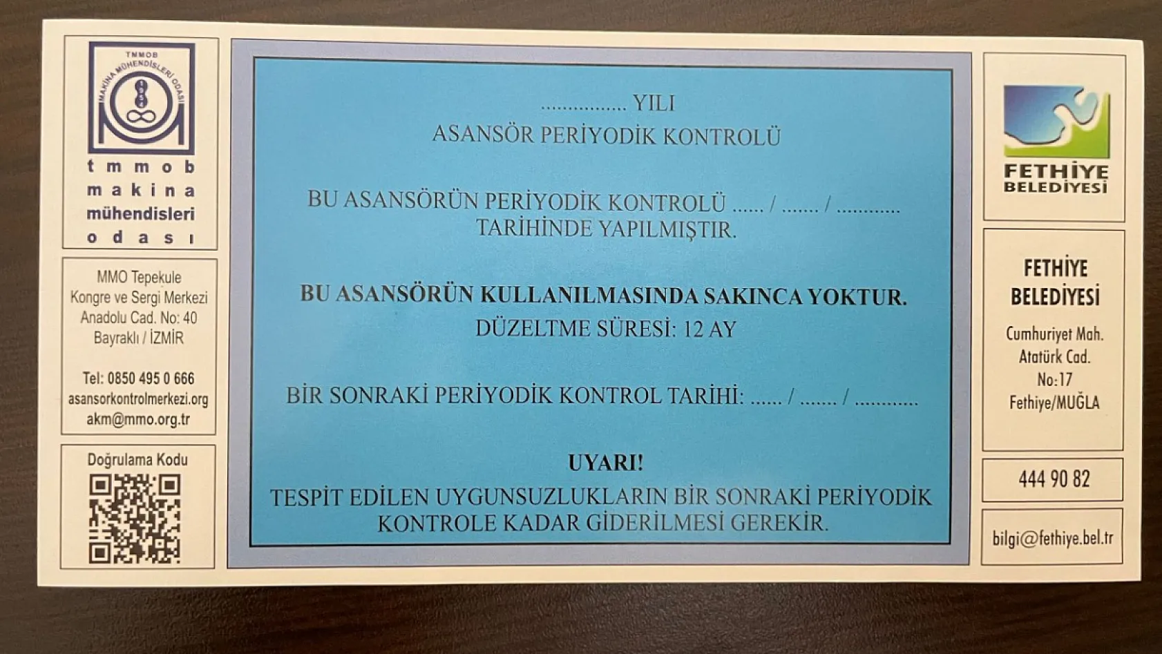 Fethiye'de asansörlerde periyodik kontrol zorunluluğu