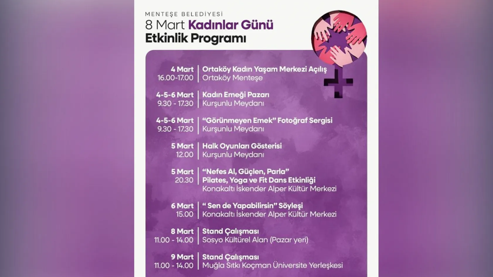 Menteşe Belediyesi'nden kadınlara 8 Mart çağrısı