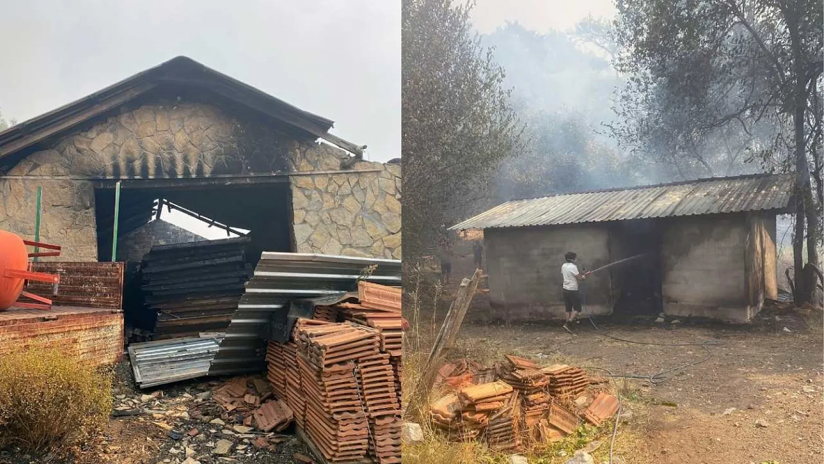 Köyceğiz yangınında alevler binalara sıçradı