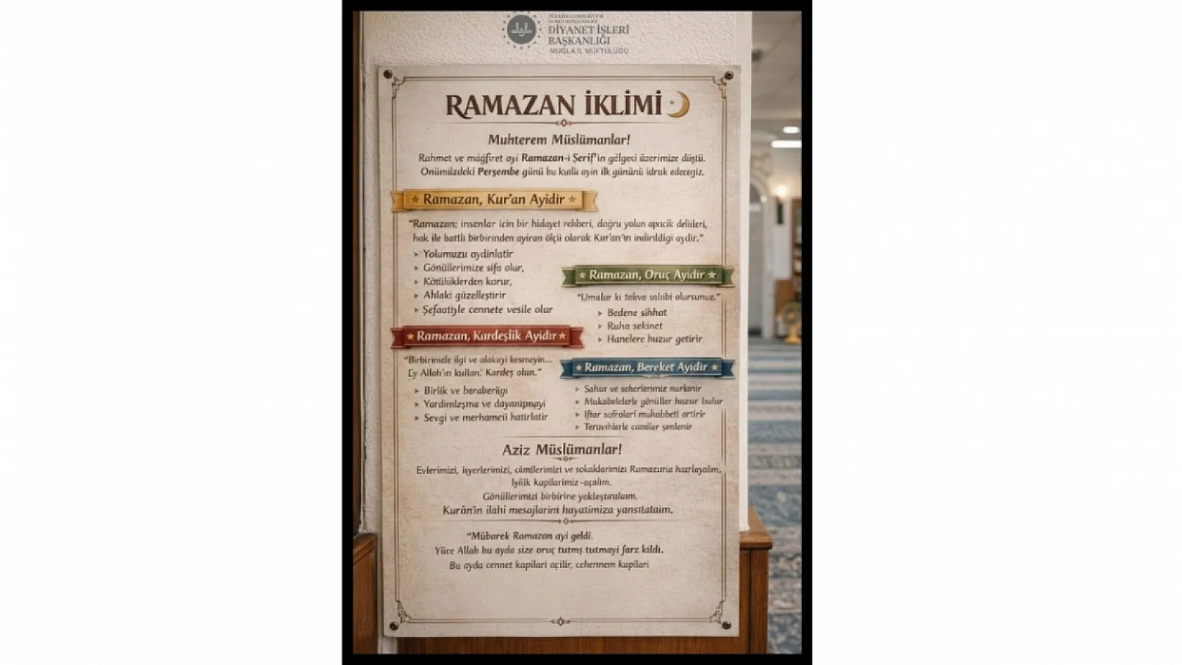 Fethiye'de Cuma Hutbesinde Ramazan'ın manevi iklimi hatırlatıldı
