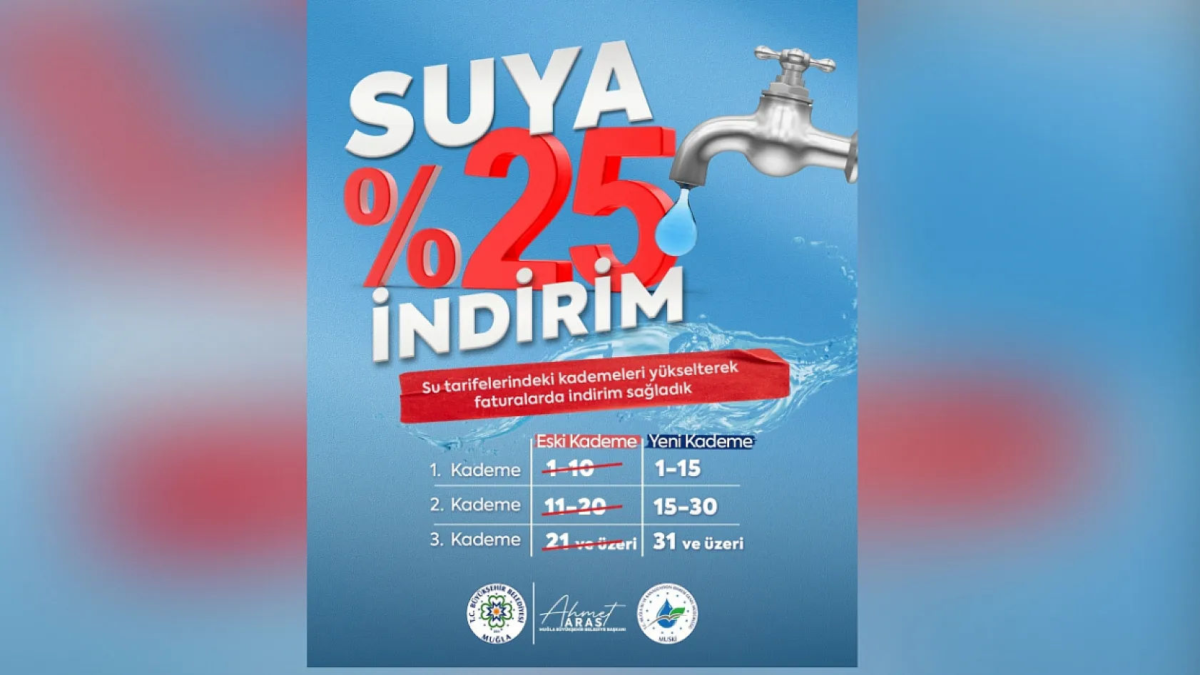 Muğla'da suya yüzde 25 indirim