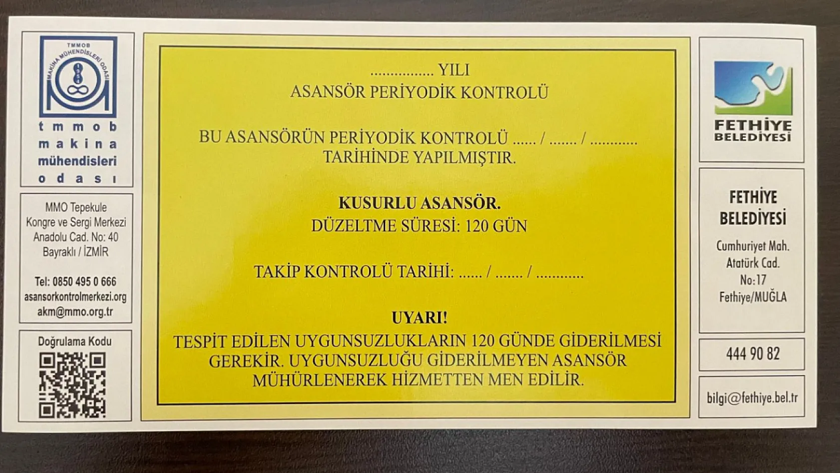 Fethiye'de asansörlerde periyodik kontrol zorunluluğu