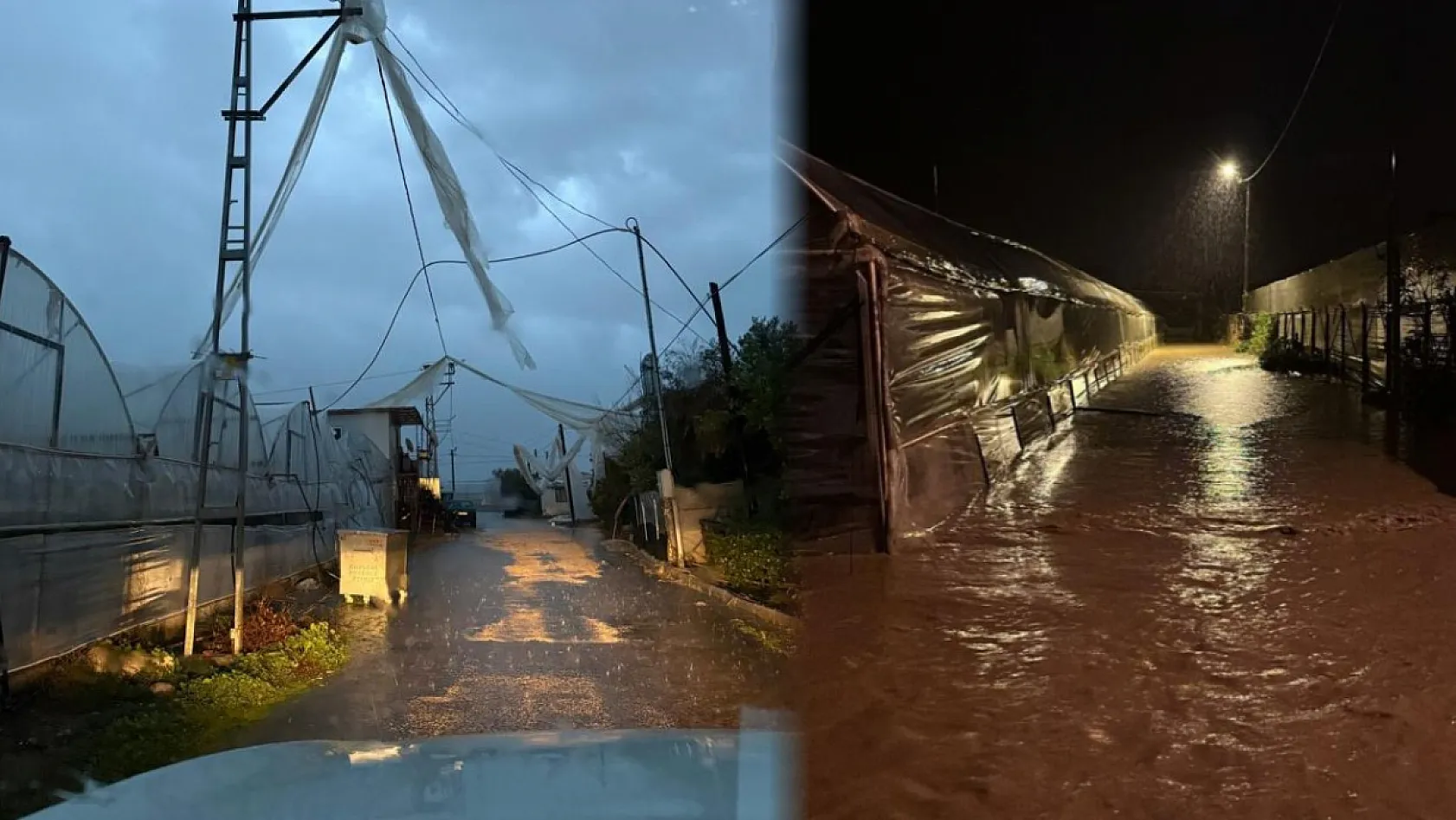 Antalya Kumluca'da yağmur ve hortum seraları vurdu