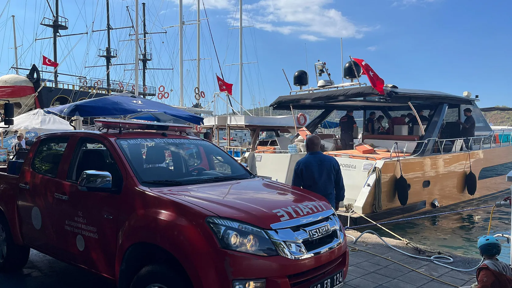 Fethiye'de Teknede Ufak Çaplı Yangın Meydana Geldi