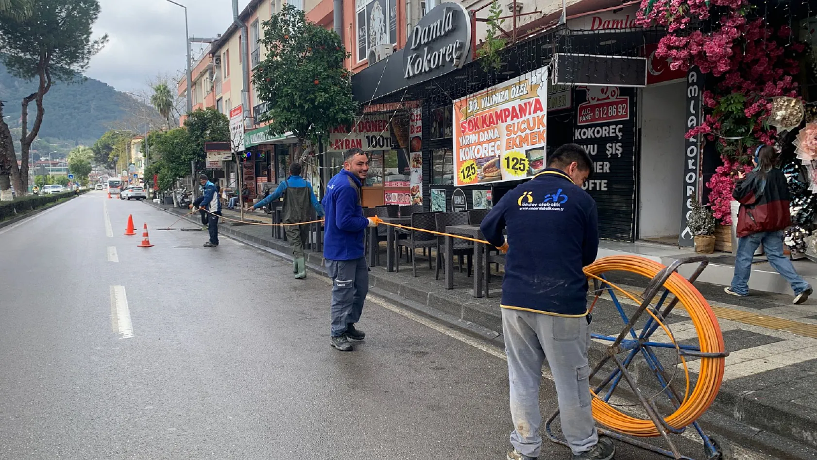 Fethiye'de İnönü Bulvarı'nda Telekom Altyapı Çalışması Başladı