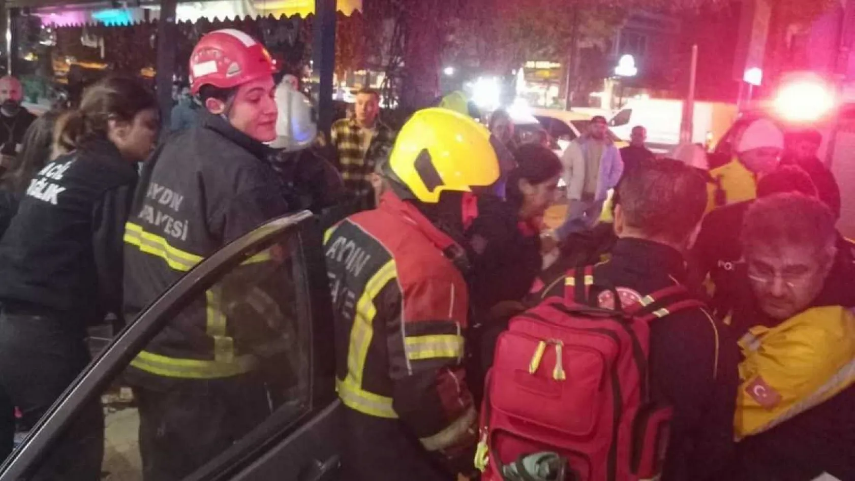 Takla atan araç banka şubesine çarparak durabildi: 2 yaralı