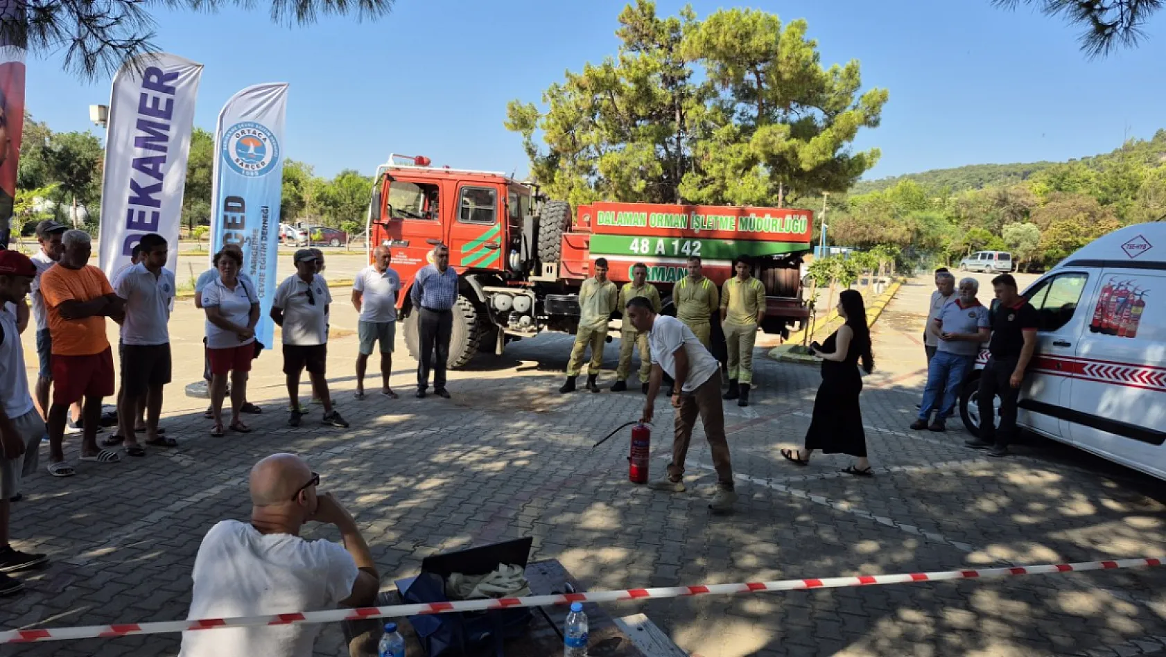 Muğla'da kum zambaklarıyla ünlü SARÇED Plajı'nda yangın tatbikatı yapıldı