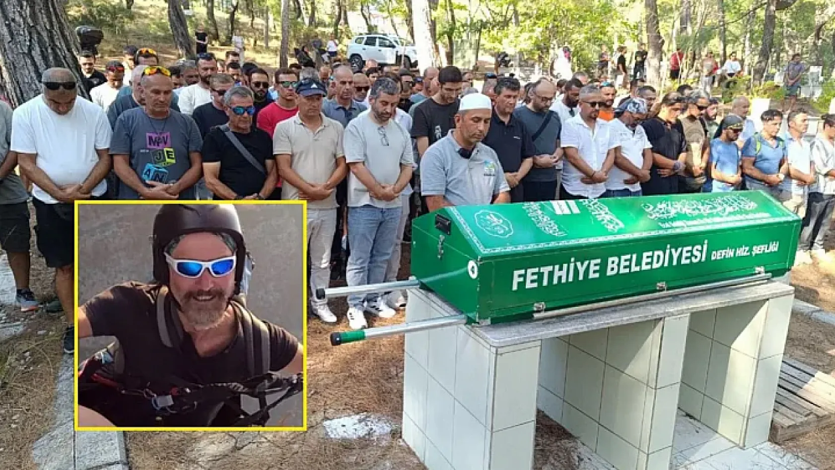 Fethiye'de yamaç paraşütü kazasında hayatını kaybeden pilot Ali Kıdıl son yolculuğuna uğurlandı