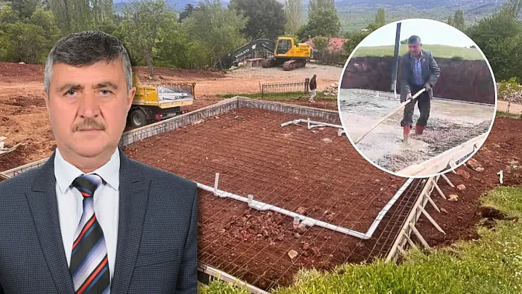 Seydikemer'de Muhtardan Örnek Davranış: İnşaatta Kendi de Çalışıyor