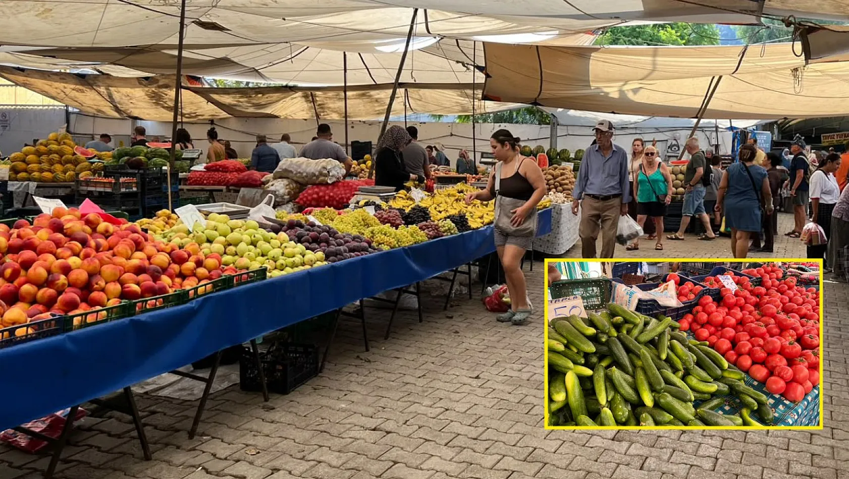 Fethiye Salı Pazarı'nda tezgahlar hareketli, vatandaşın gözü fiyatlarda
