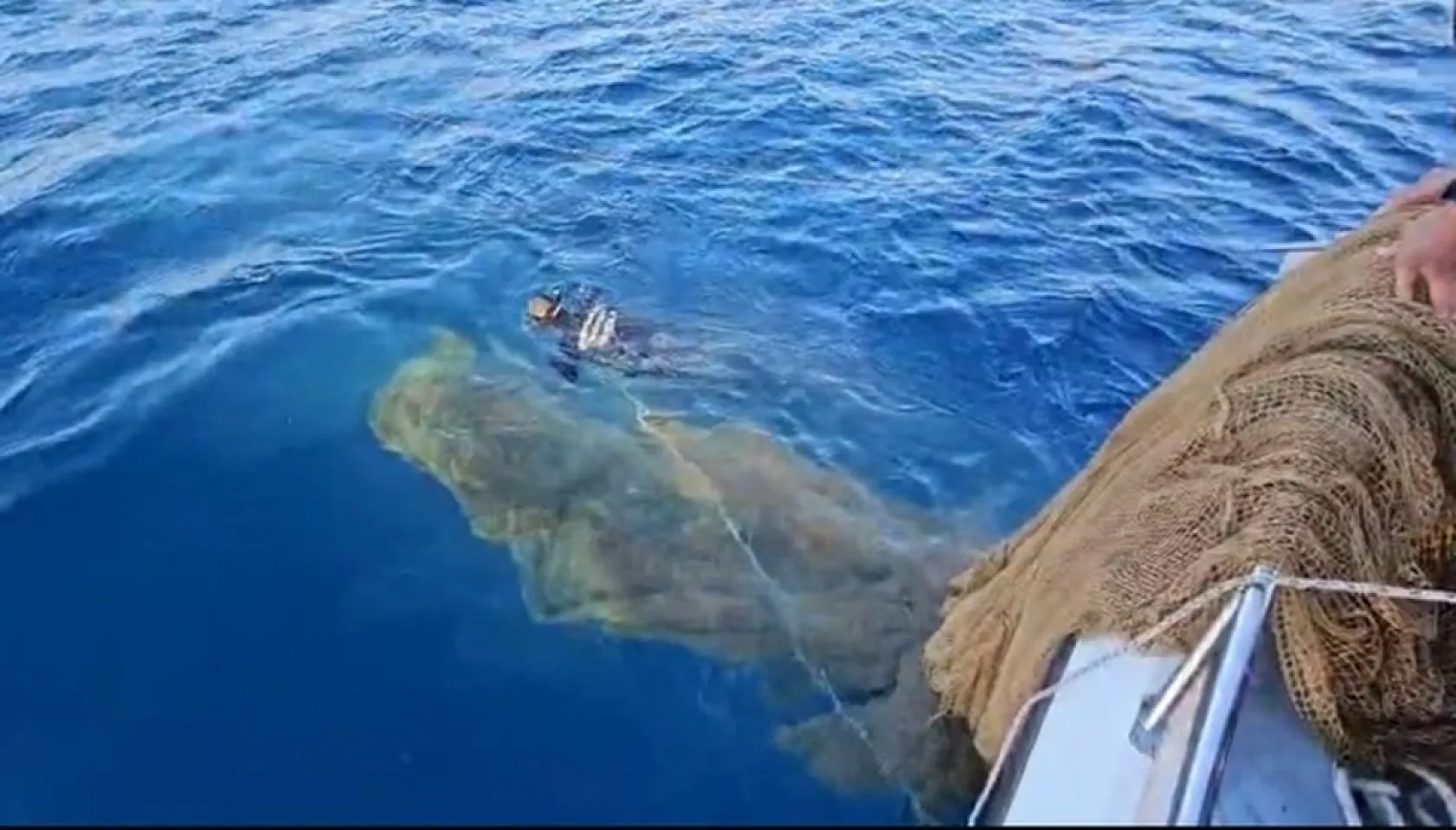 Marmaris'in denizi hayalet ağlardan temizleniyor