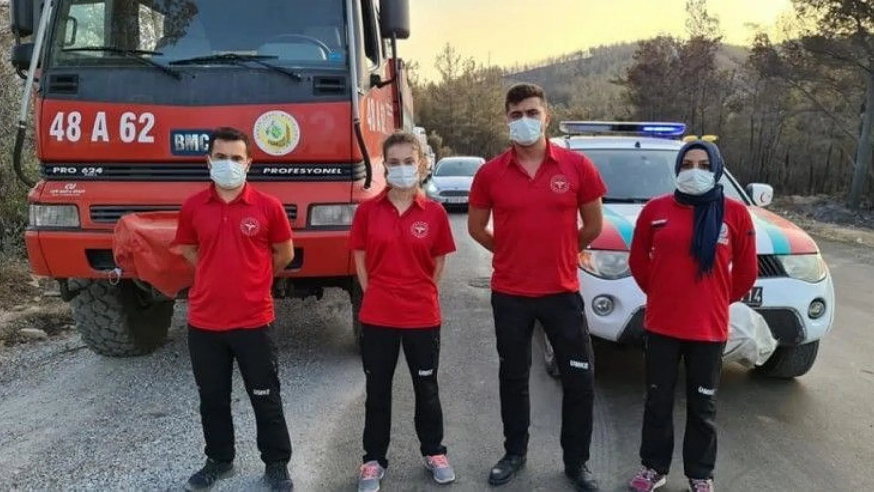 Aydın İl Sağlık Müdürlüğü Muğla'daki orman yangınında görev yapıyor