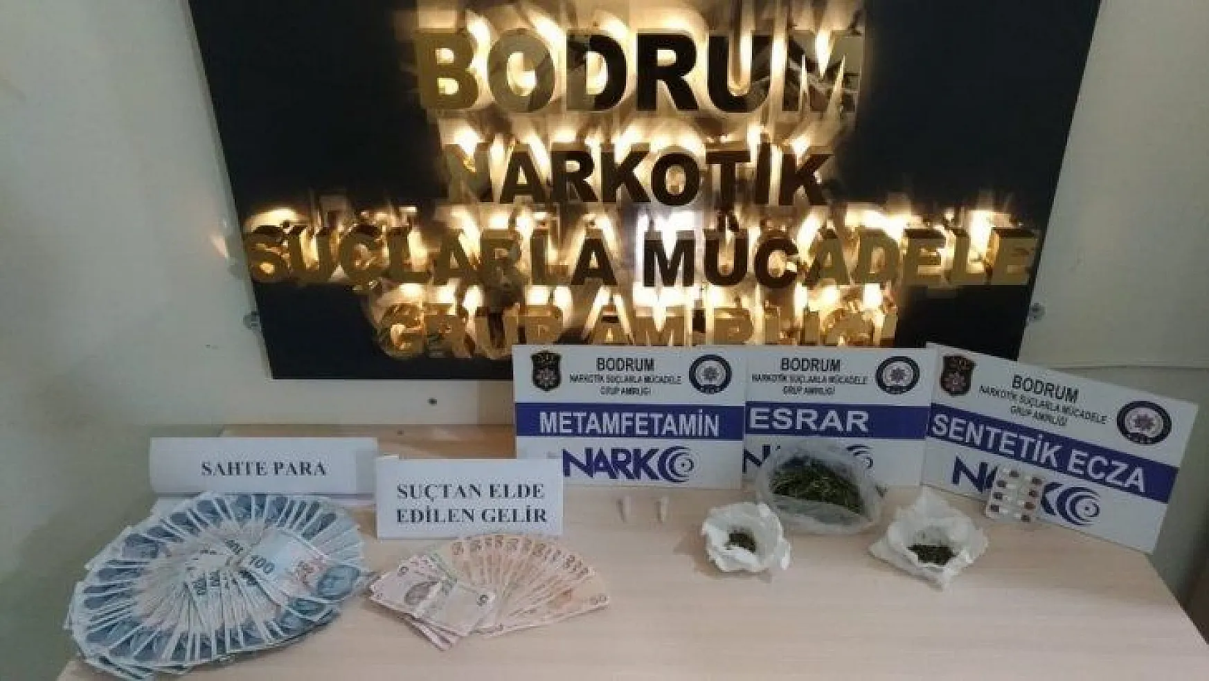 Bodrum'da sahte para ve uyuşturucu ele geçirildi