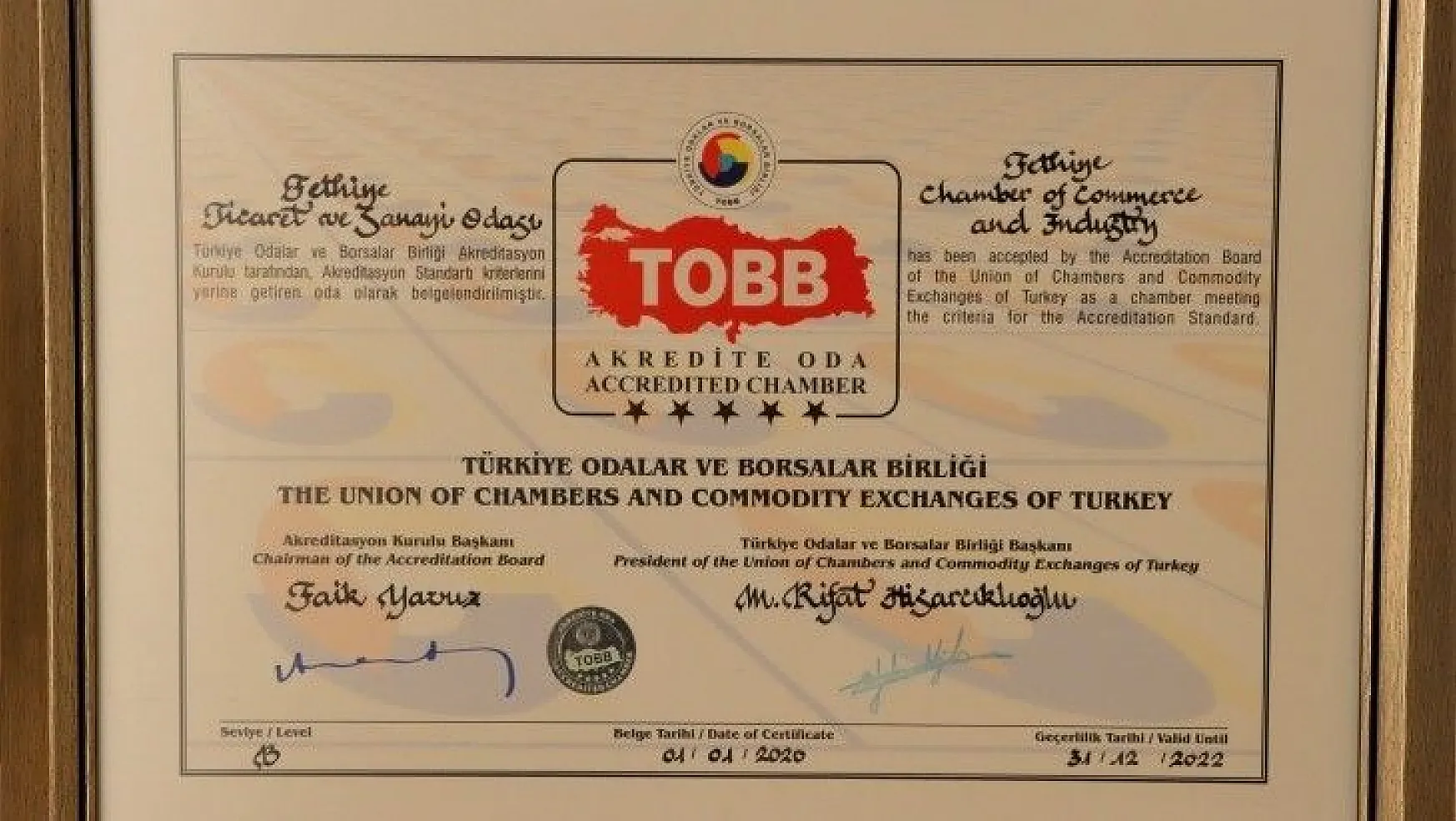 FTSO'nun TOBB akreditasyon belgesi yenilendi 