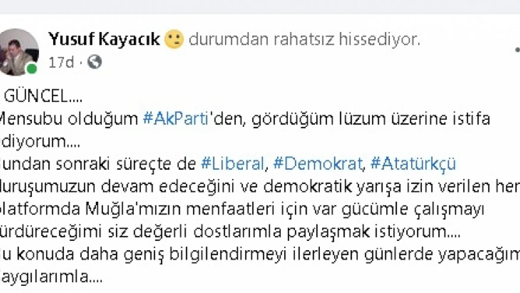 Gerçek Fethiye Gazetesi yazmıştı... Yusuf Kayacık AK Parti'den istifa etti