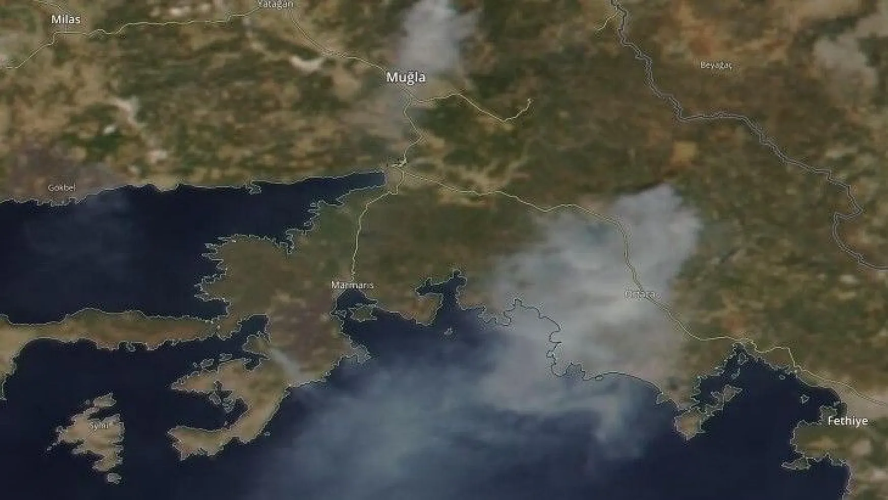 Köyceğiz yangının dumanları Rodos'a ulaştı