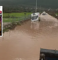 Bodrum'da bir anda bastıran yağmur kamyoneti yolda bıraktı, bir evi su bastı