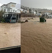 Bodrum'da sağanak yağış etkili oluyor