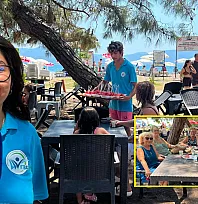 Fethiye Akmaz Halk Plajı'nda yaz sıcağına karşı serinleten ikram: Ücretsiz karpuz