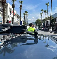 Fethiye'de dronlu kırmızı ışık denetimi