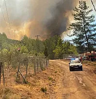 Fethiye'de yangın rüzgarın etkisiyle büyüyor: Alevler yerleşim yerlerine yaklaşıyor