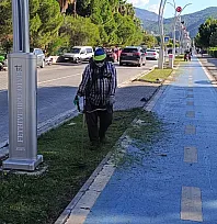 Fethiye Sahil Bandında Ot ve Çim Biçme Çalışmaları Sürüyor