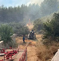 Fethiye Yeşilüzümlü'de evler tahliye ediliyor, koruma hatları oluşturuluyor
